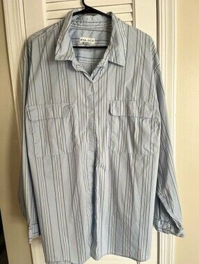 Ava & Viv Pale Blue Vertical Stripe Button-Down Shirt NWT